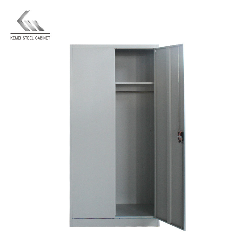 Modern dark gray and white general use steel 2 metal door clothing cupboard lcoker/wardrobe with mirror