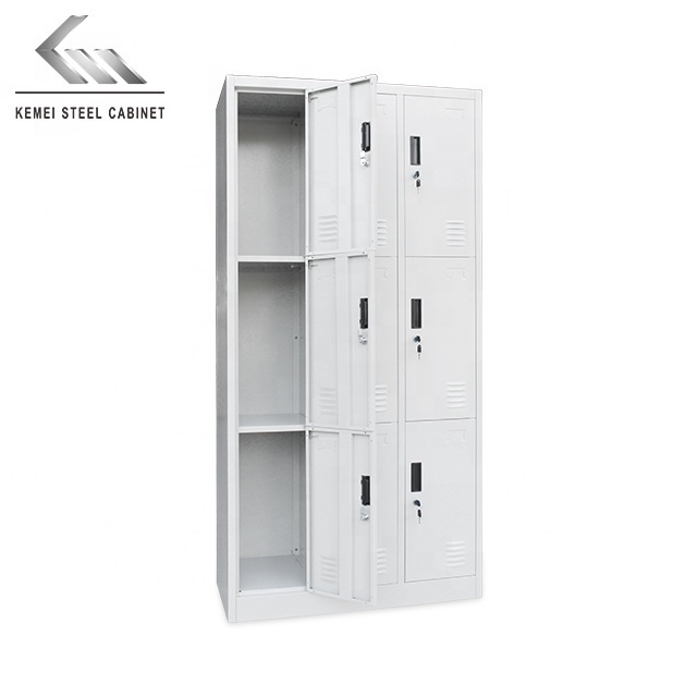 Industry commercial furniture white steel 9 door metal clothing wardrobe lockers for sale