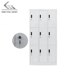 Industry commercial furniture white steel 9 door metal clothing wardrobe lockers for sale