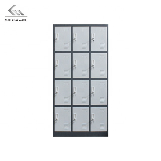 Steel Black And White Cabinet Office General Use Metal 12 Door Clothing cupboard Locker/Wardrobe With Key Lock