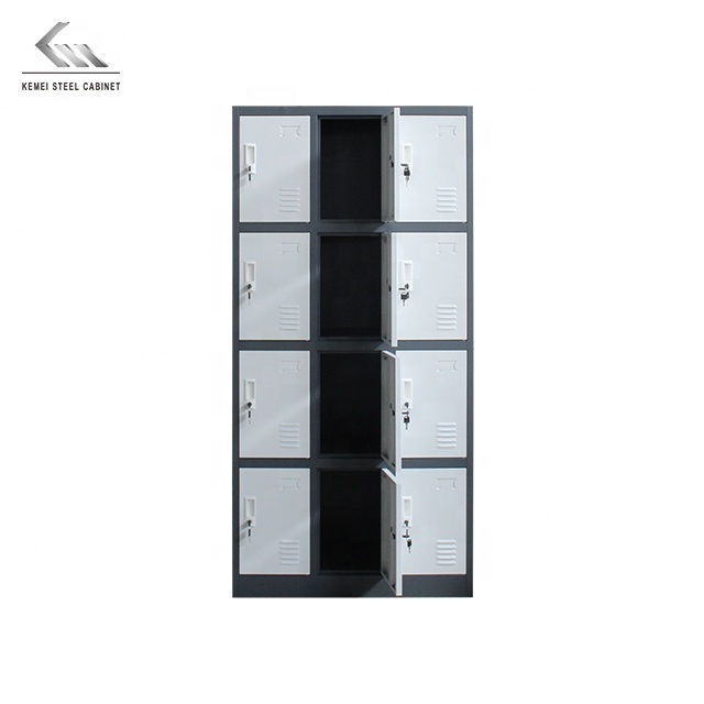 Steel Black And White Cabinet Office General Use Metal 12 Door Clothing cupboard Locker/Wardrobe With Key Lock