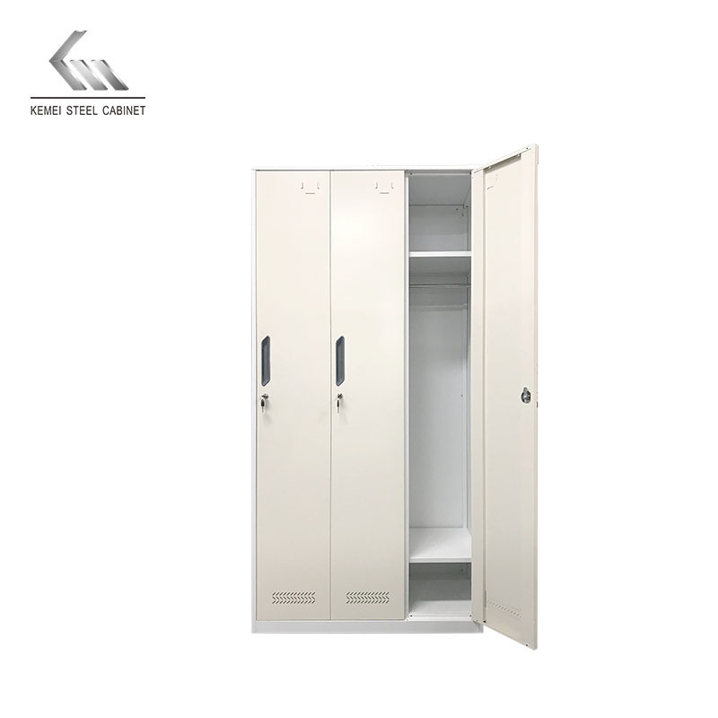 China School Student For Changing Room 3 Door Steel Wardrobe Client Locker Key Card Lockers Large Capacity Personal Wardrobe