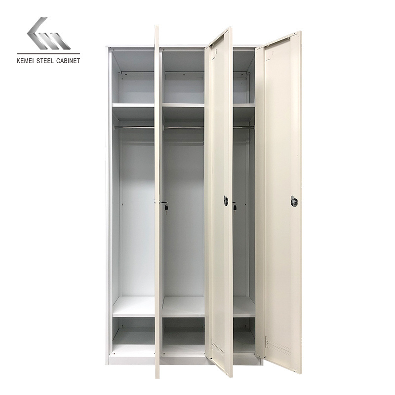 China School Student For Changing Room 3 Door Steel Wardrobe Client Locker Key Card Lockers Large Capacity Personal Wardrobe