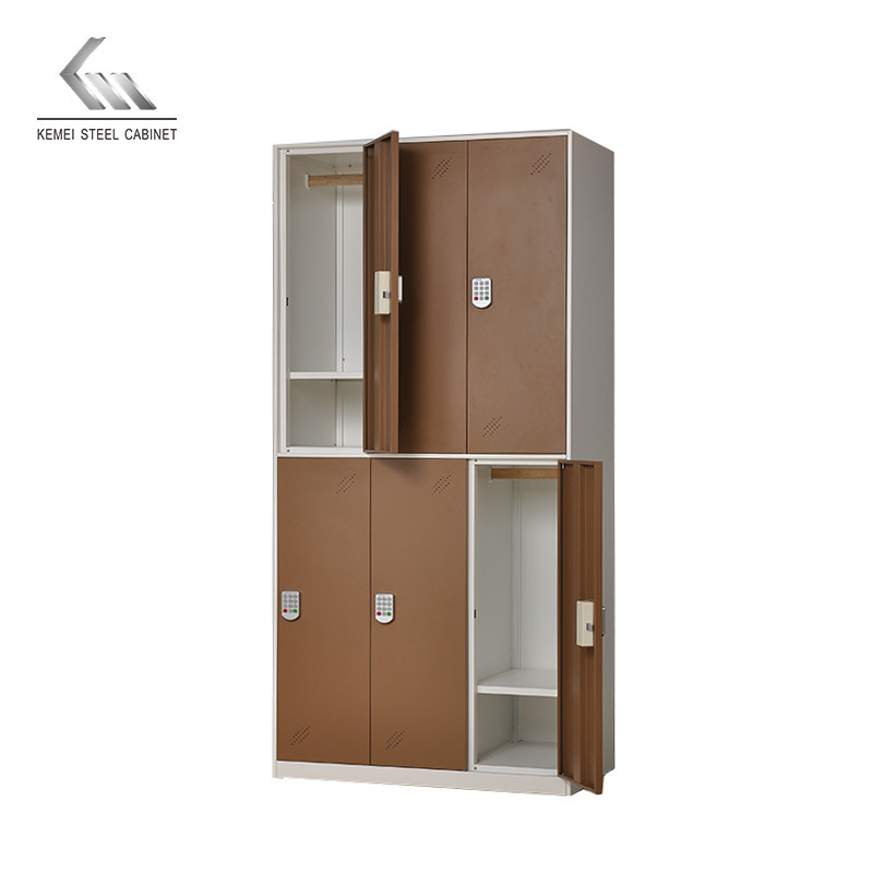 6 door metal locker wardrobe with electronic lock for office/school/gym steel storage