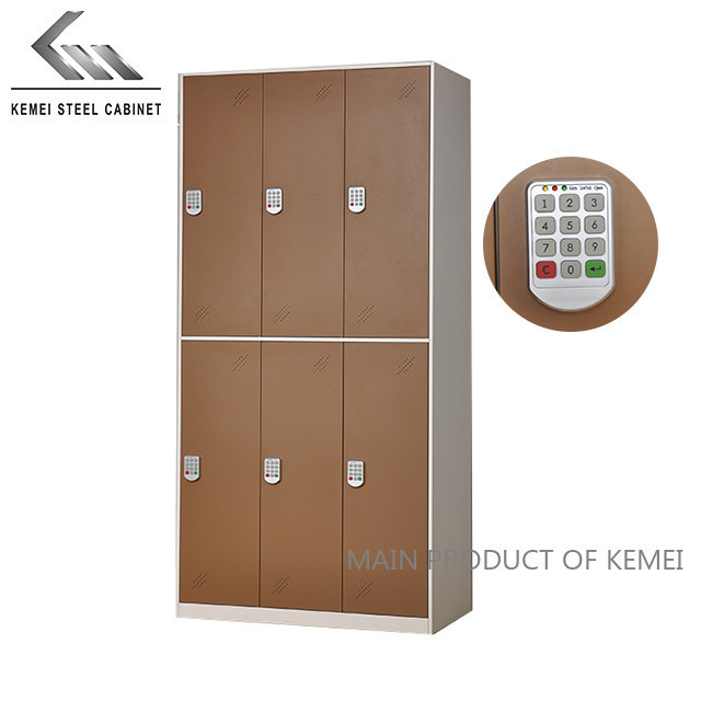 6 door metal locker wardrobe with electronic lock for office/school/gym steel storage