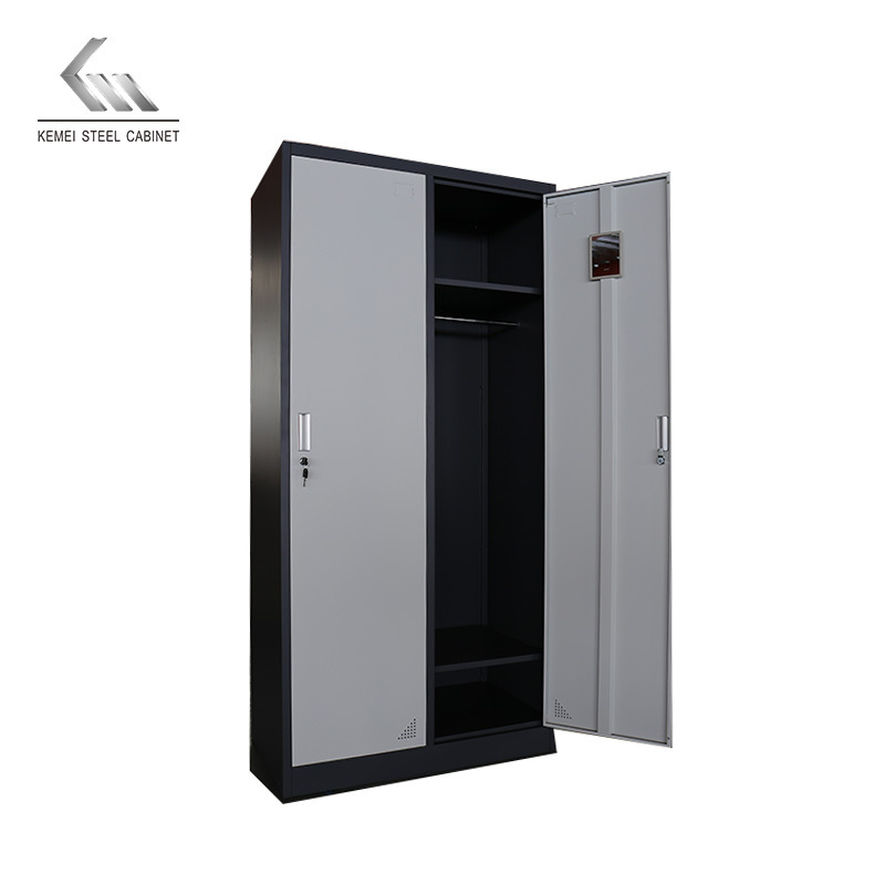 Metal steel locker wardrobe 2 door open for adult gym clothing storage locker closet cabinet