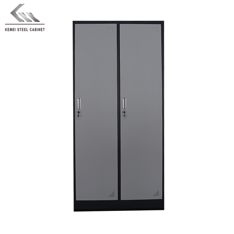 Modern clothing cupboard 2 Door Metal Steel Shape Wardrobe Cabinet With Mirror And Key Locker