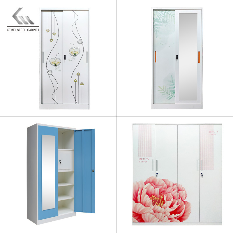 Stainless Steel Cupboard Locker For Bedroom Furniture Wardrobe Iron File Storage Cloth Almirah Metal Cupboard Wardrobe