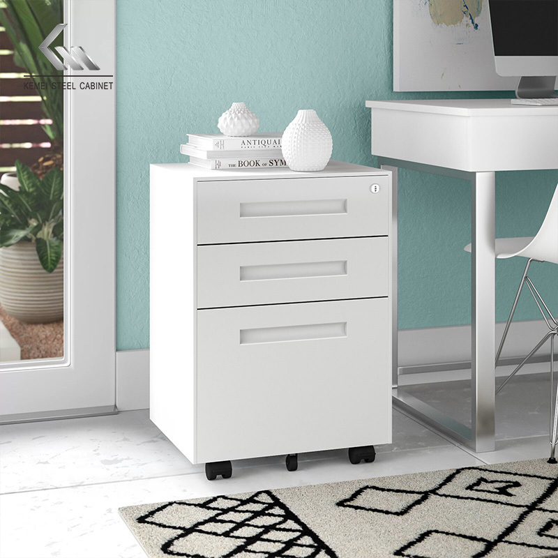 Office Furniture New Fashion Design Metal Mobile File Cabinet 3 Drawers Steel Movable File Storage Cabinet