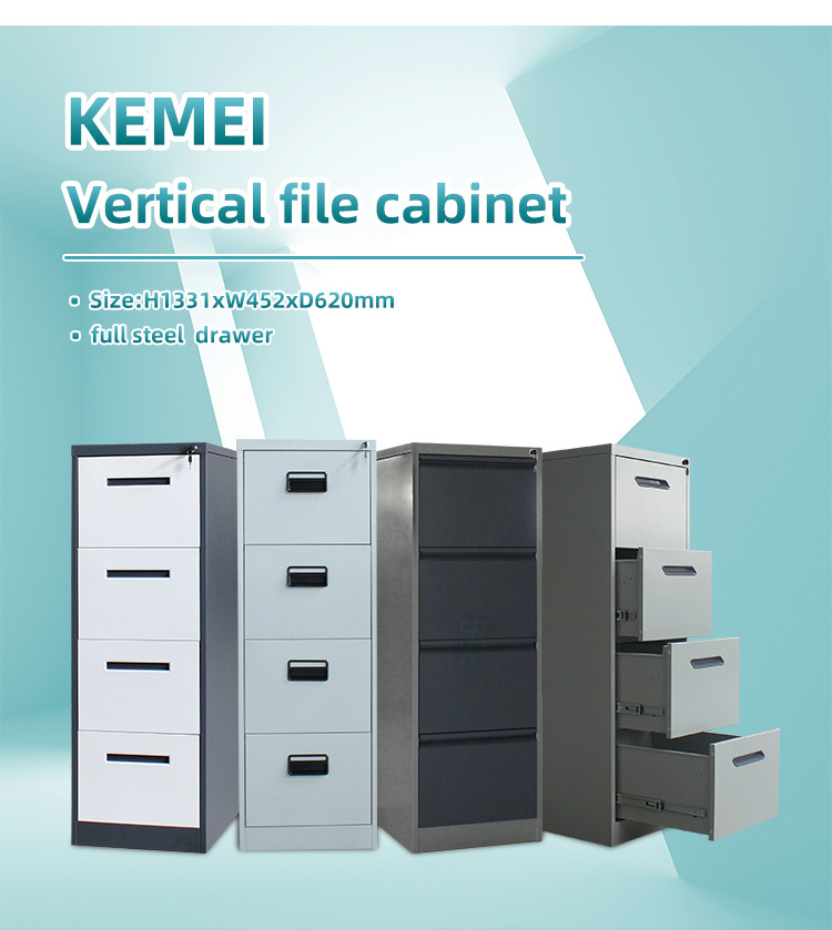 Customized Easy Assemble Office Steel Storage Lateral File Cabinet Vertical Metal 4 Drawer Filing Steel Cabinet