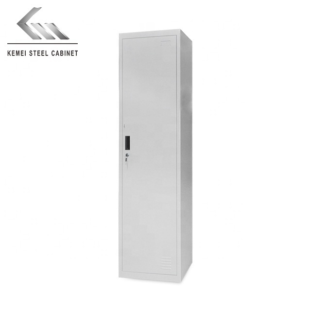 Modern Steel Gym Office 1 Door Locker Metal Clothing Locker Wardrobe With Black Plastic Handle