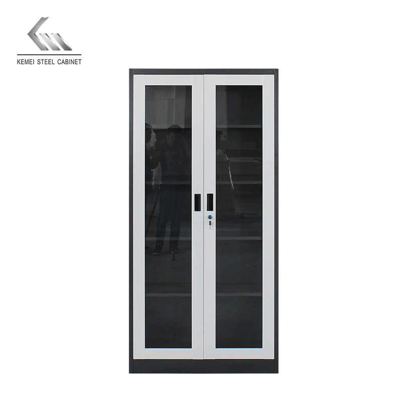 Hot Sale Document Filing Cabinet Security Glass 2 Doors Deep Metal File Cabinet