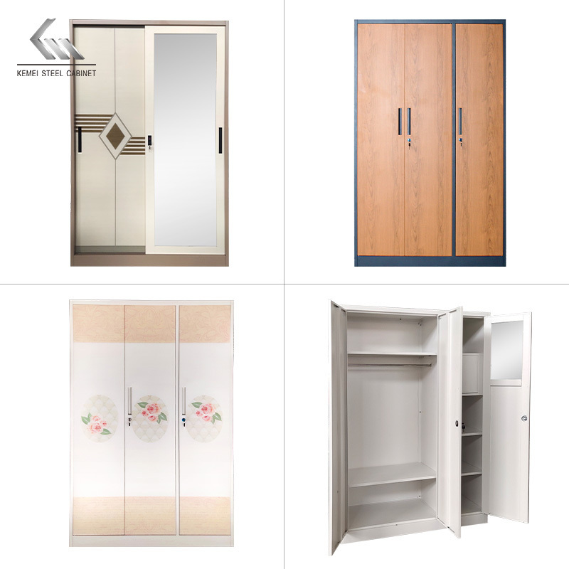 Stainless Steel Cupboard Locker For Bedroom Furniture Wardrobe Iron File Storage Cloth Almirah Metal Cupboard Wardrobe