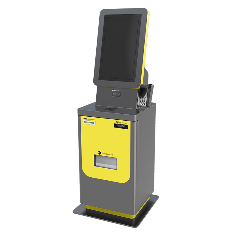 Parking touch screen self service payment kiosk with receipt printer and coin dispenser