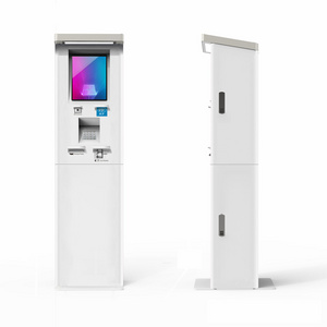 Touch screen parking self service payment kiosk with cash acceptor and coin dispenser