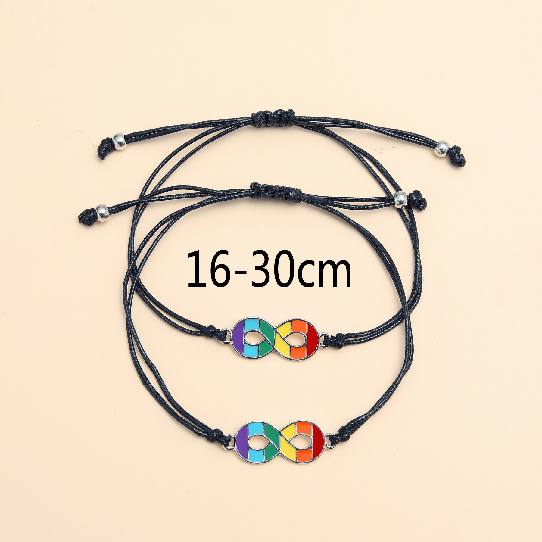 2Pcs/Set Charm Eight LGBT Couple Bracelet Friendship Best Friend BFF Bracelet Set Rainbow Infinite symbol Pendent Bracelet