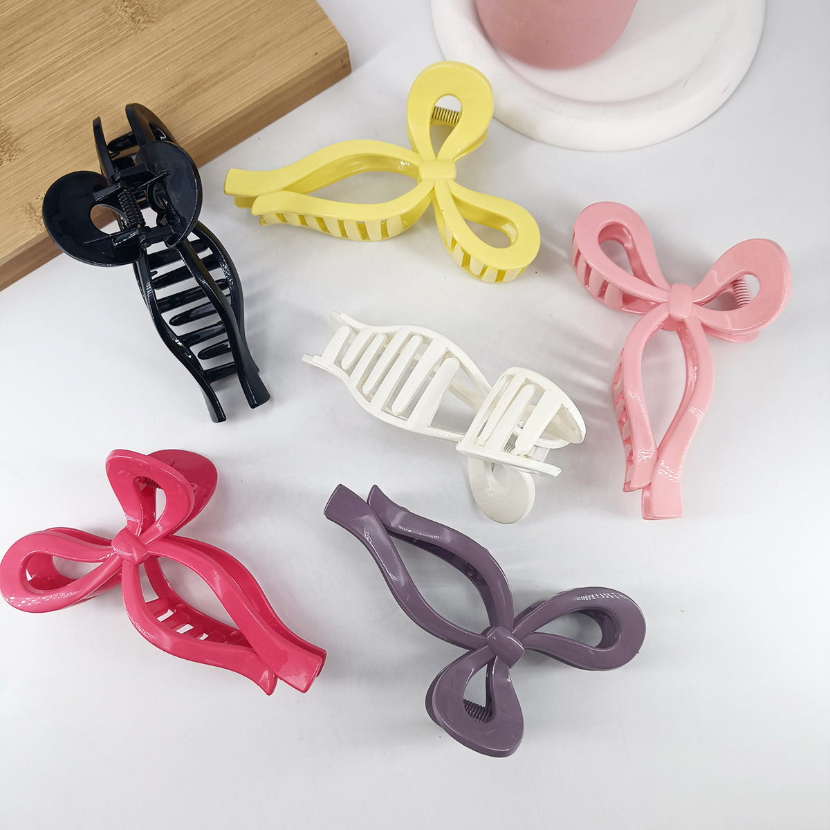 New Trend Korean Ins Style 13cm Extra Large Sweet Bow Knot Hair Jaw Clip Transparent Jelly Color Plastic Hair Claw Clip For Girl