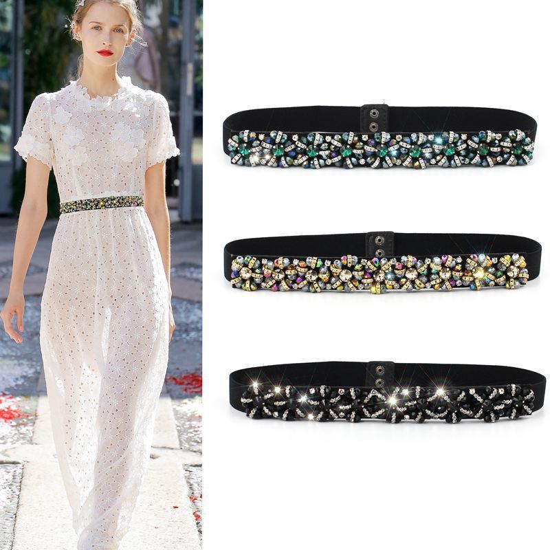 Women Luxury Wedding Belts Beaded Belt Rhinestone Sash Dress Accessories Silver Diamond Bridesmaid Belts