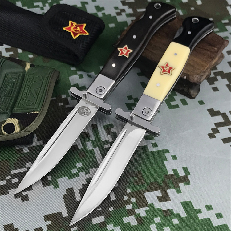 Russia exit Camping hunting knife black Outdoor tools EDC Tactical folding pocket knife