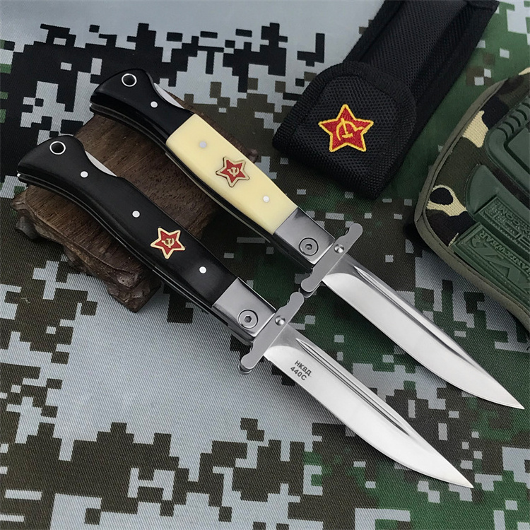 Russia exit Camping hunting knife black Outdoor tools EDC Tactical folding pocket knife