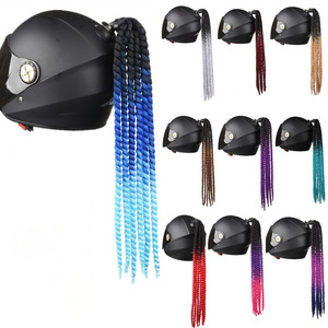 SLKE motorcycle personalized fashion spring helmet twist braid ponytail wig decoration helmet dirty braid