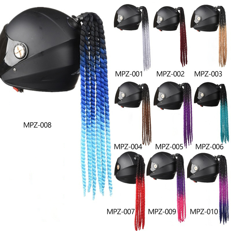 SLKE motorcycle personalized fashion spring helmet twist braid ponytail wig decoration helmet dirty braid