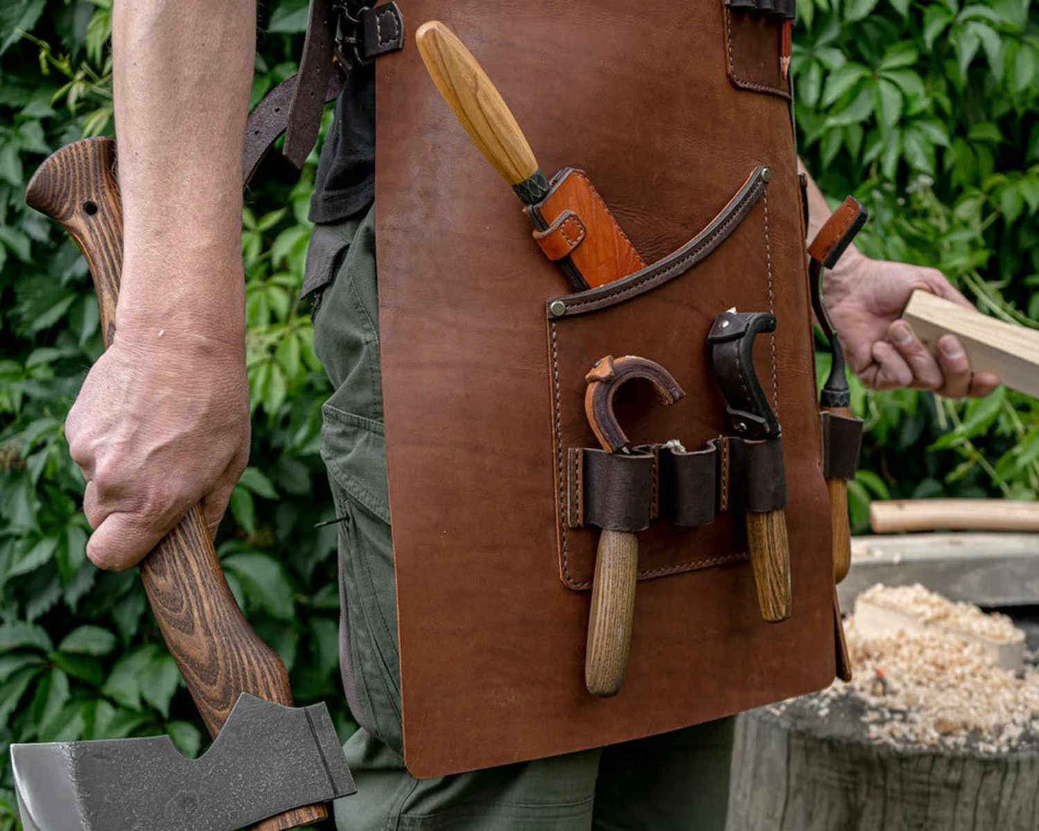 Handmade Leather Apron For Craftsman With Multiple Tools Pocket