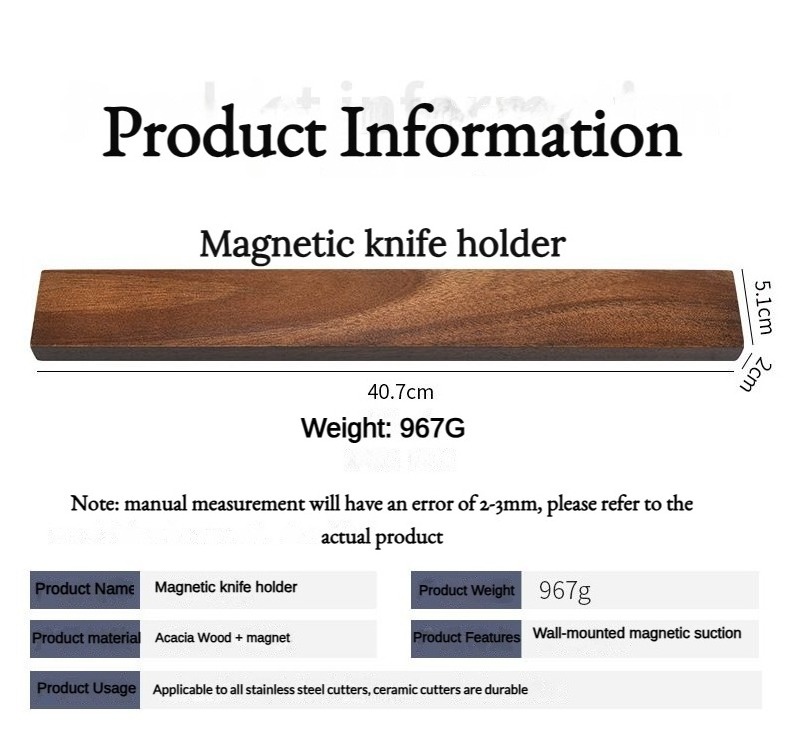 Customizable logo15.8 inch Powerful Walnut Wood Magnet Knife Hanger Strip Magnetic Knife Holder for Wall