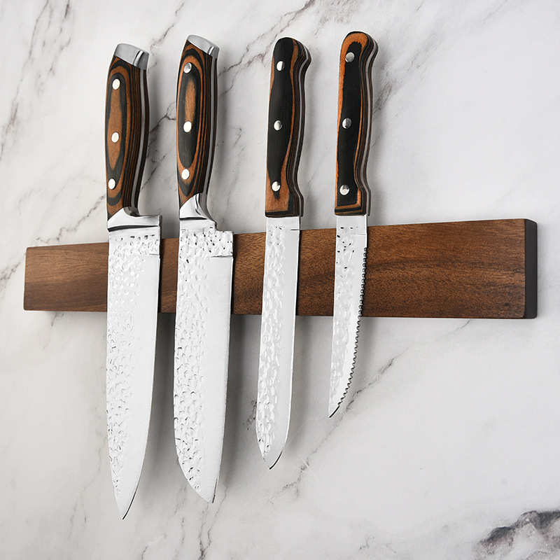 Customizable logo15.8 inch Powerful Walnut Wood Magnet Knife Hanger Strip Magnetic Knife Holder for Wall