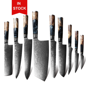 Wholesale China 8 inch Black Handle Damascus Steel Serrated Toast Bread Fish Filleting Bone Chopper Cookware Kitchen Knife