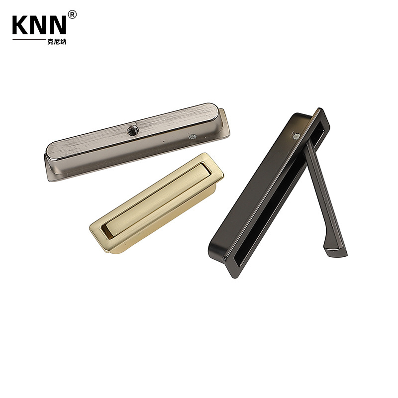 Hidden Recessed Type Cabinet Door Handle Flat Black Cabinet Flush Ring Pull Rectangle Drawer Handle