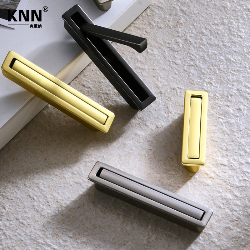 Hidden Recessed Type Cabinet Door Handle Flat Black Cabinet Flush Ring Pull Rectangle Drawer Handle