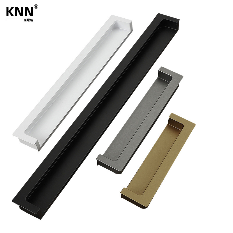 Modern chest drawer handle invisible dark pull handle concealed embedded Aluminium alloy lengthening Cabinet handle