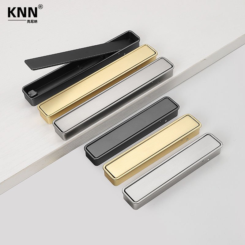 Luxury Cupboard Door Closet Hidden Door handle Modern Concealed Button Shift Door Pulls Zinc Alloy Furniture Hardware Handles