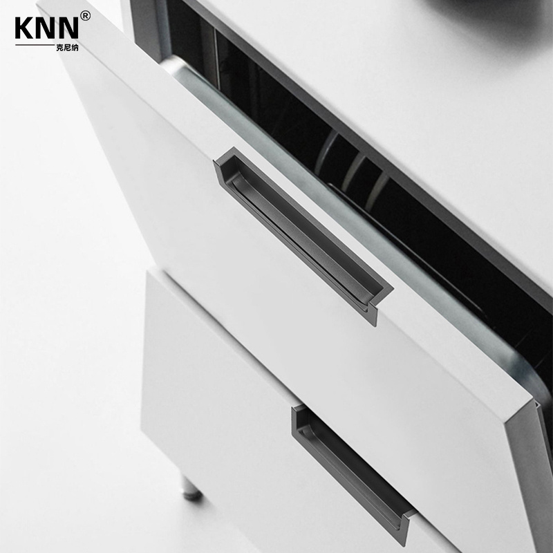 Modern chest drawer handle invisible dark pull handle concealed embedded Aluminium alloy lengthening Cabinet handle