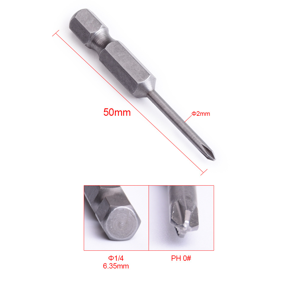 Phillips head PH0 50mm Length Screw Driver Bits 6.35 Shank Screwdriver Bit S2 Alloy Steel