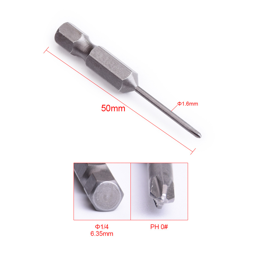 Phillips head PH0 50mm Length Screw Driver Bits 6.35 Shank Screwdriver Bit S2 Alloy Steel