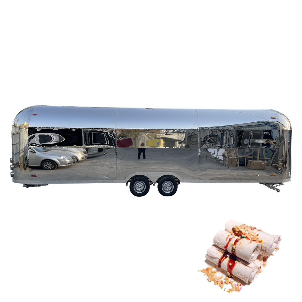 2024 Usa Mobile Food Truck Trailer For Sale Stainless Steel Ice Cream Retro Food Truck Catering Trailer