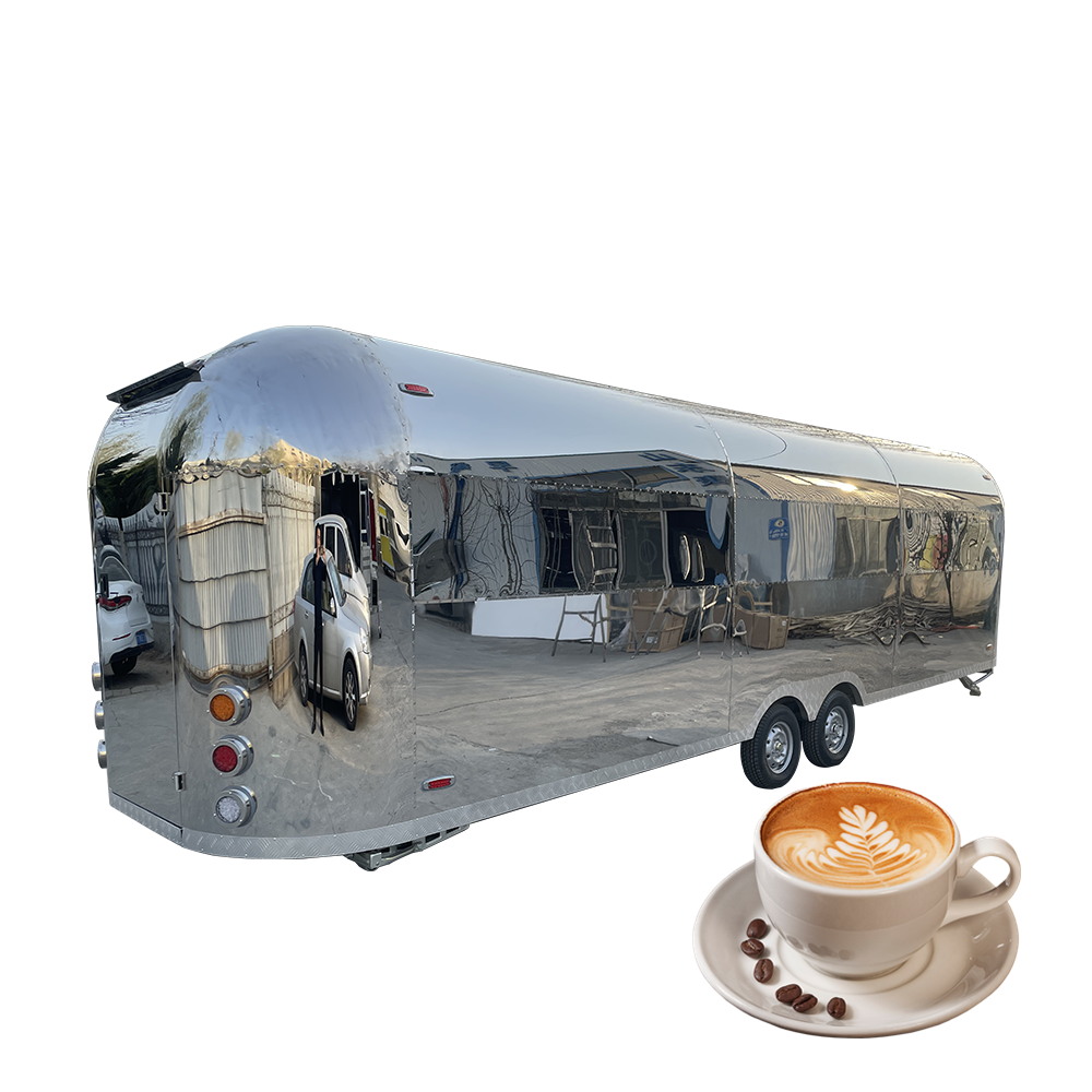 2024 Usa Mobile Food Truck Trailer For Sale Stainless Steel Ice Cream Retro Food Truck Catering Trailer