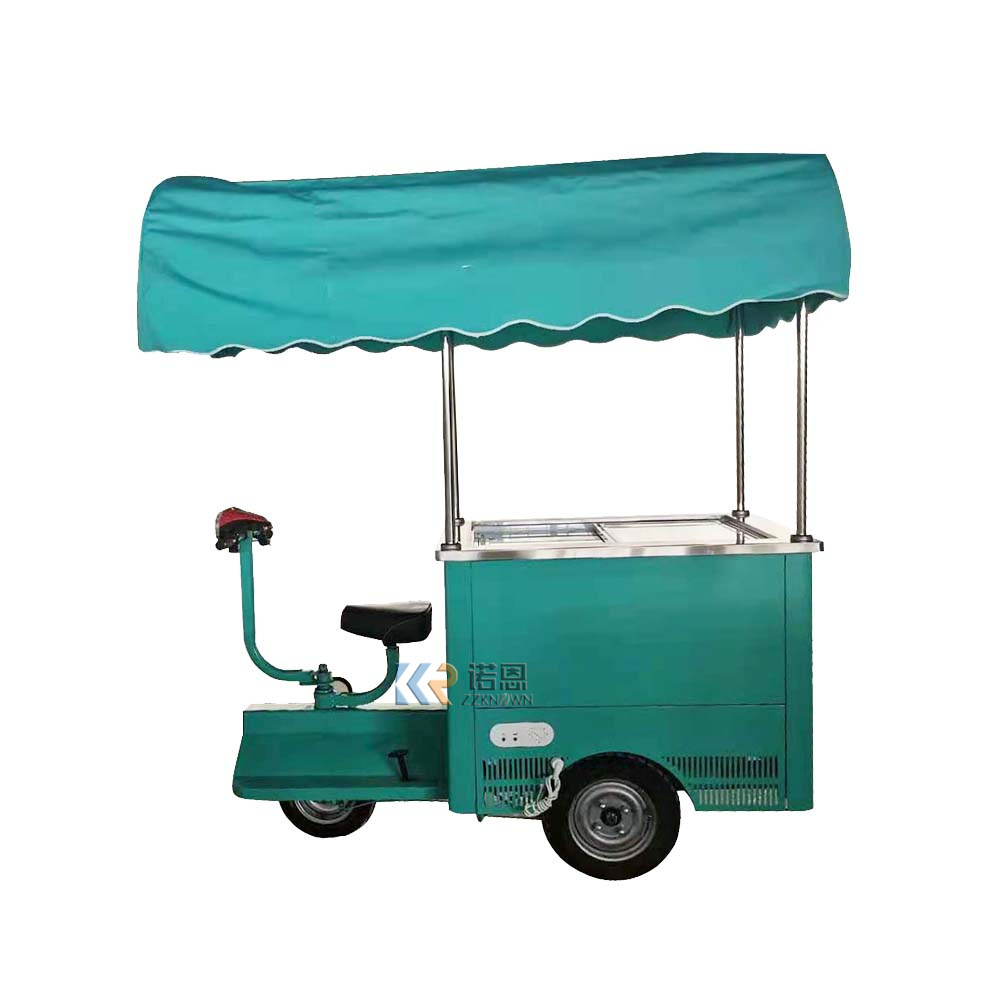 108L DC 12v Solar Powered Ice Cream Cart With Freezer Fridge Refrigerator Tricycle Bike