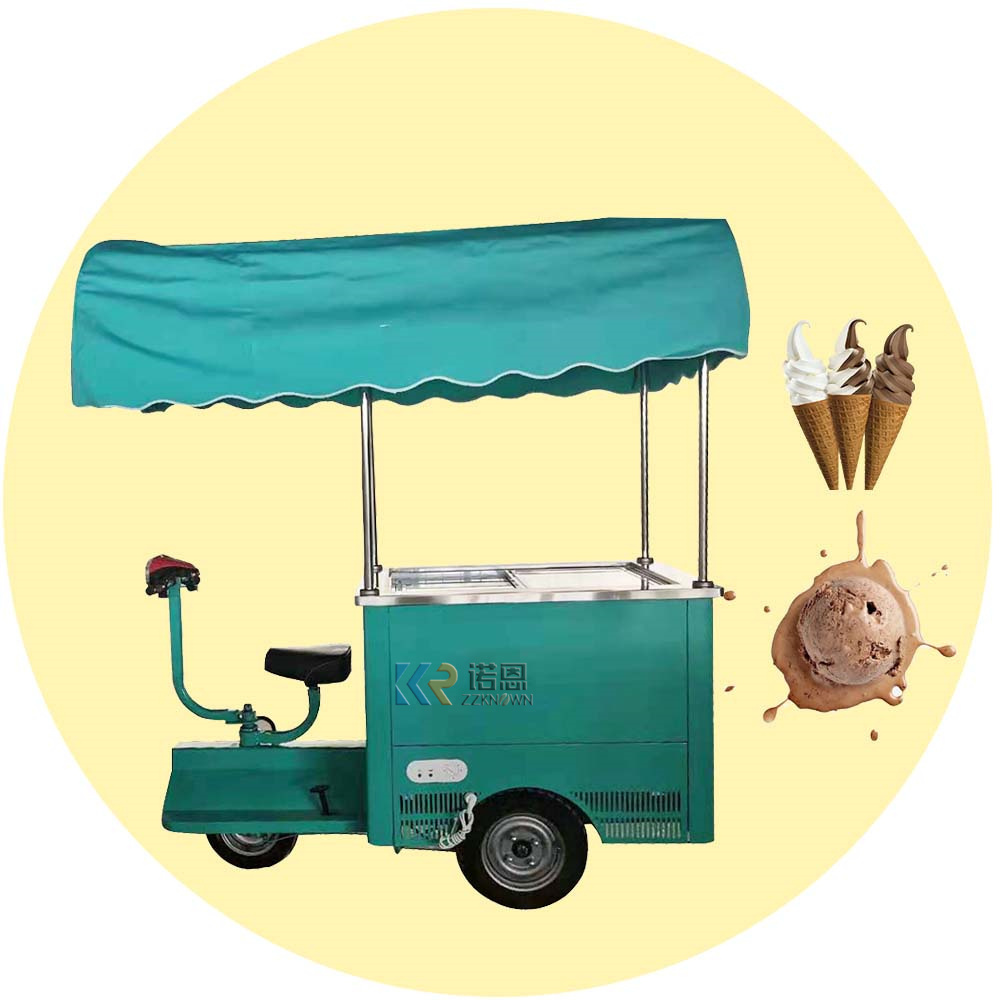 108L DC 12v Solar Powered Ice Cream Cart With Freezer Fridge Refrigerator Tricycle Bike