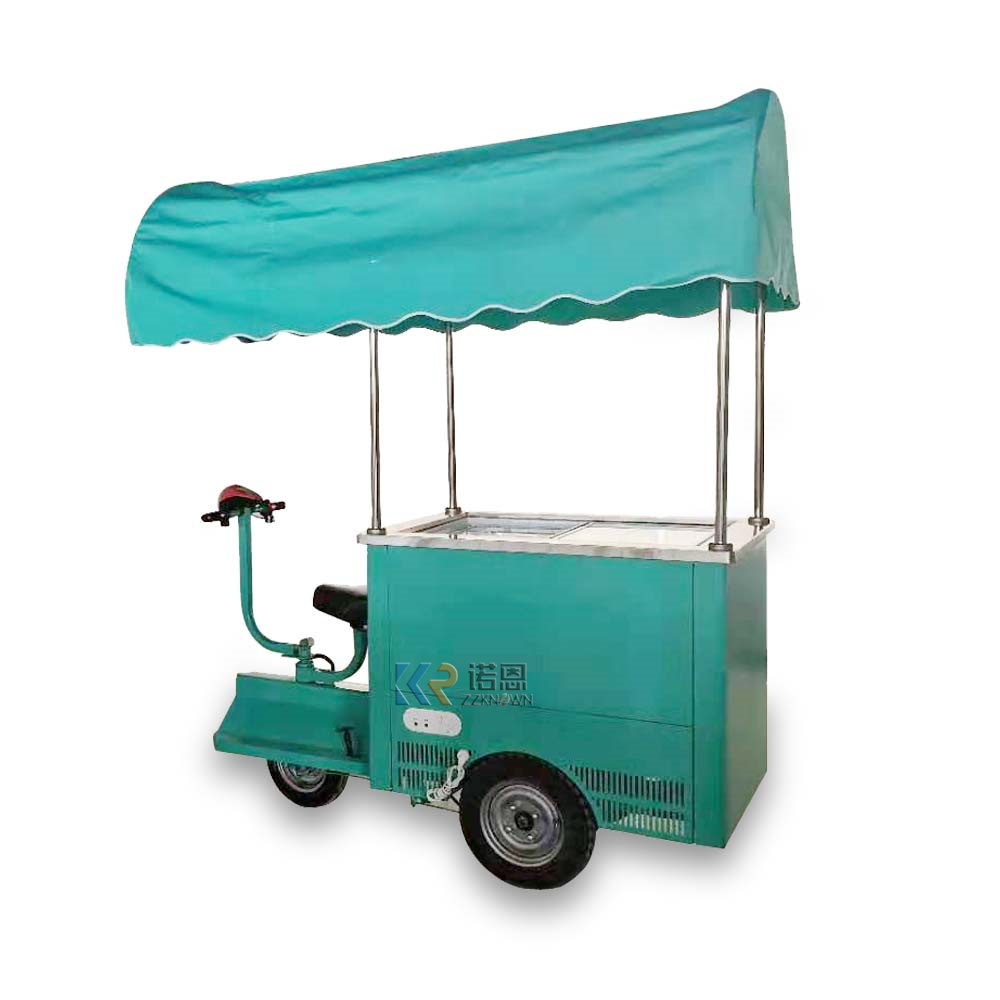 108L DC 12v Solar Powered Ice Cream Cart With Freezer Fridge Refrigerator Tricycle Bike