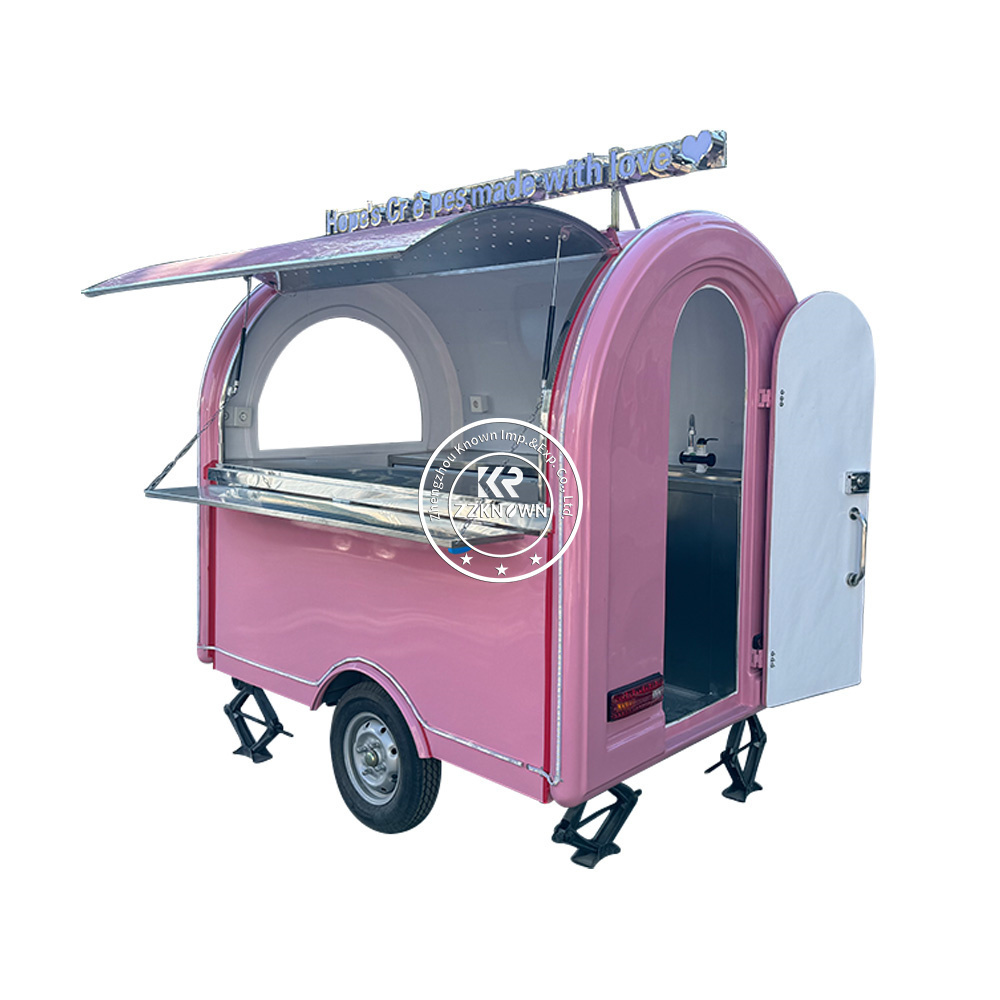 Mobile Pink Round Food Truck With CE Popular Ice Cream Pizza Hamburger Hot Dog Food Cart Food Trailer