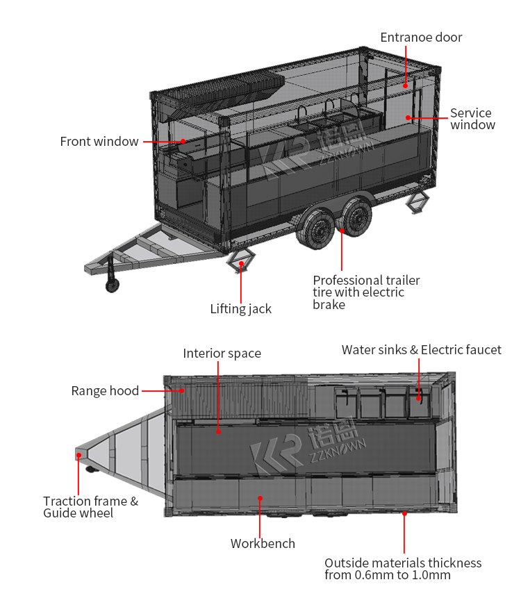 CE DOT Certification Food Trailer High Quality Ice Cream Burger Food Truck