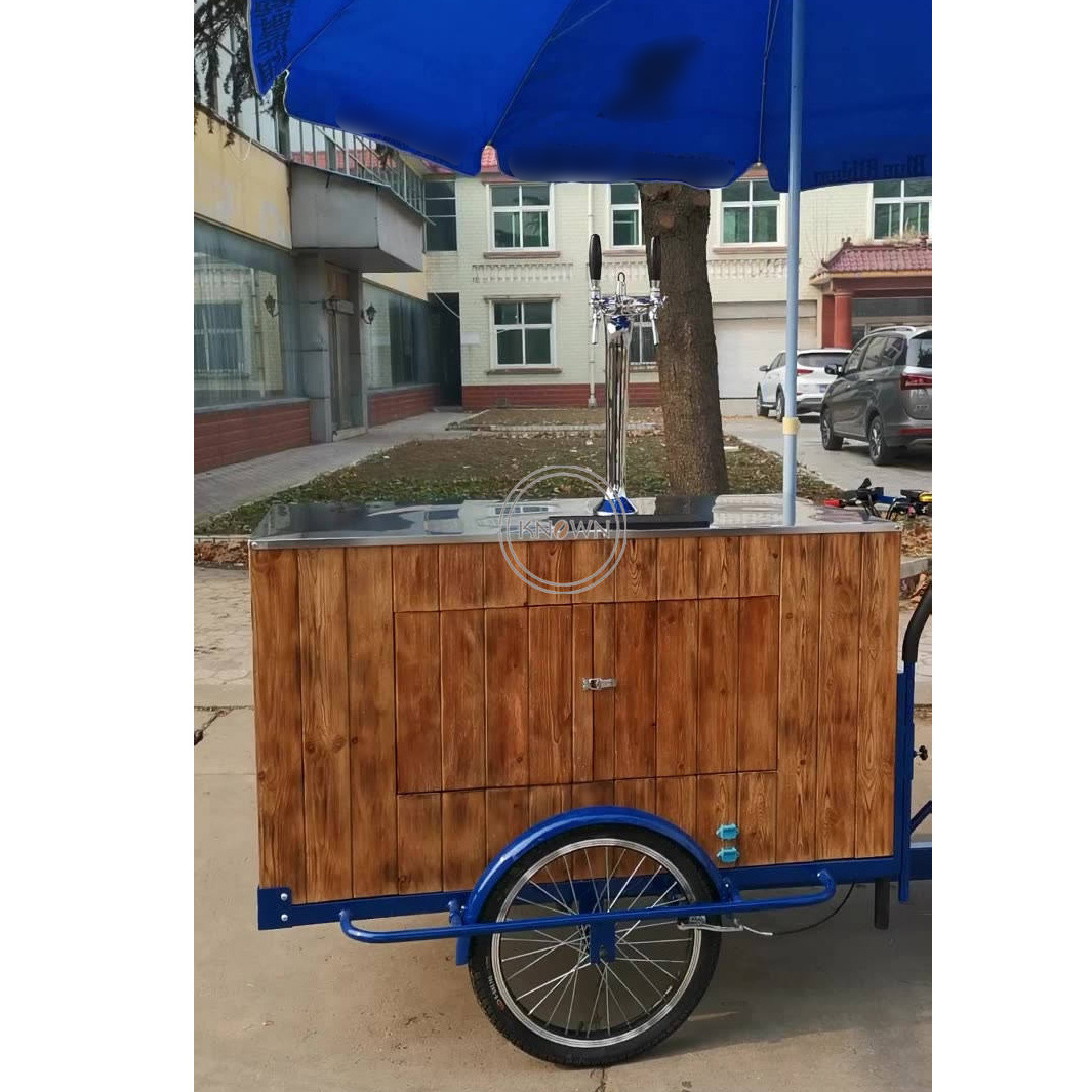 2024 Customized Electric Beer Bicycle Snack Vending Cargo Trike 3 Wheel Beer Pub Bike Mobile Bar with Battery