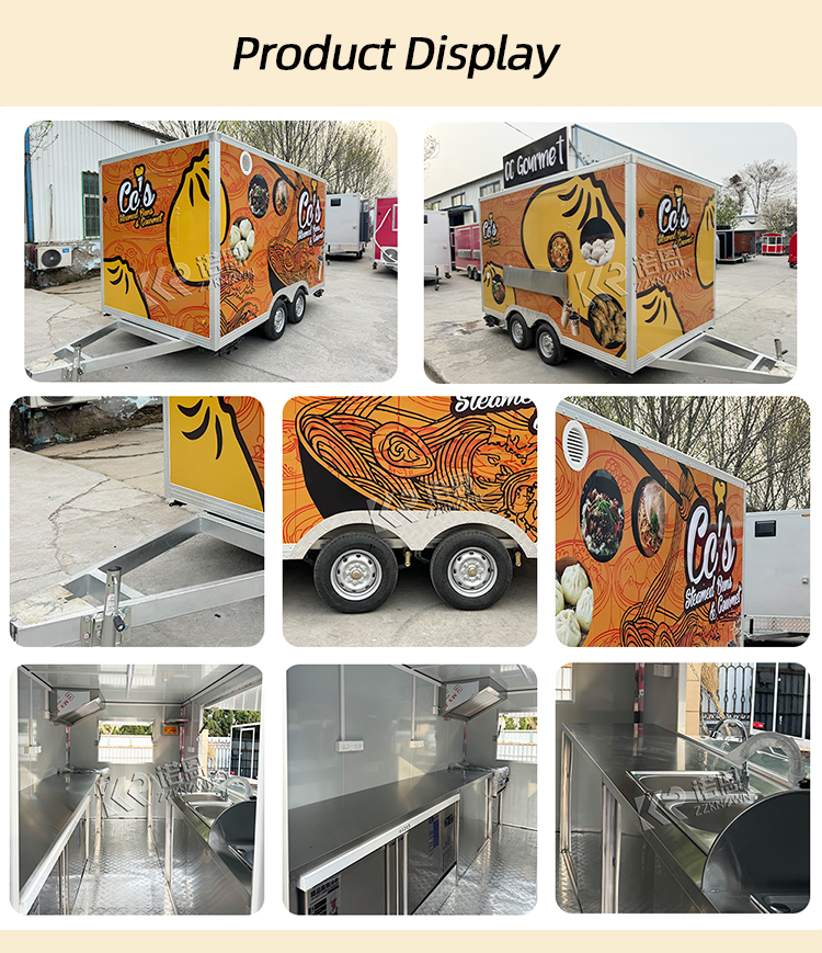 Custom Logo Mobile Food Truck Hot Dog Cart Food Kiosk Used In Outdoor Street Bbq Food Trailer Sale For USA