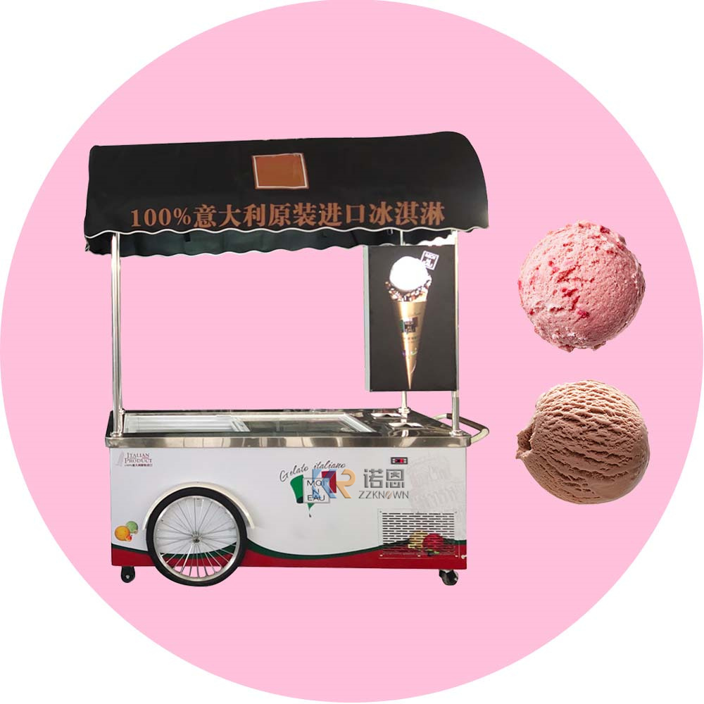 2024 Cooling Conveyor Snack Gelato Cart Mini Ice Cream Stand For Sale