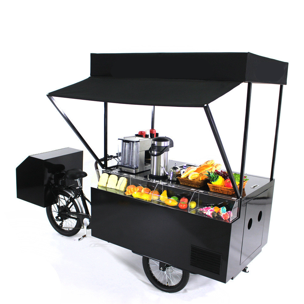 2024 Street Coffee Bike Electric Tricycle Food Cargo Bike Hot Dog Electric Bicycle Mobile Food Bike