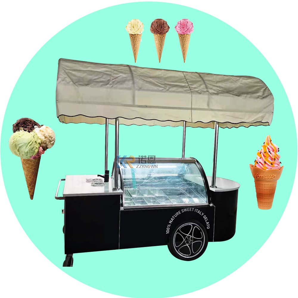 2024 Commercial Electric Beach Ice Cream Vending Food Cart For Sale Mobile Food Popsicle Ice Cream Cart