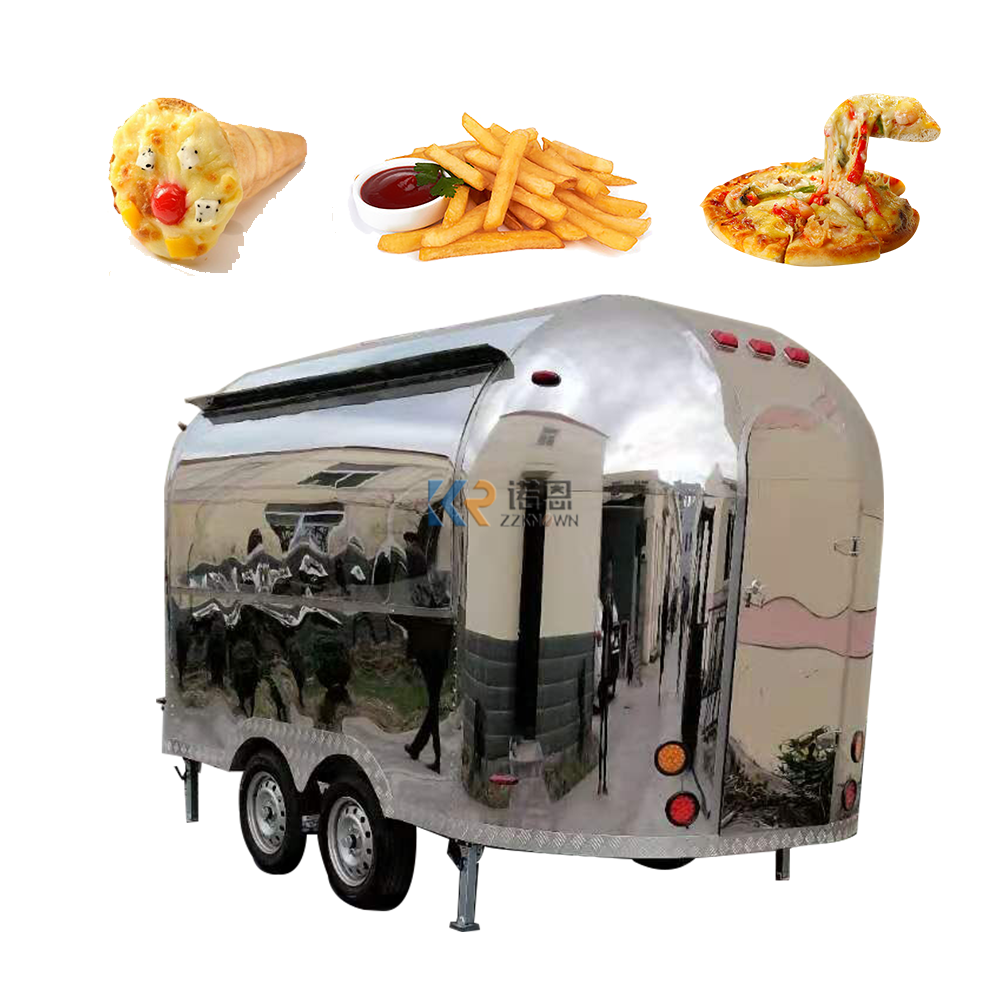 2024 Customized Mobile Ice Cream Kiosk Fast Food Trailer Stainless Steel Mobile Kitchen Fast Food Truck